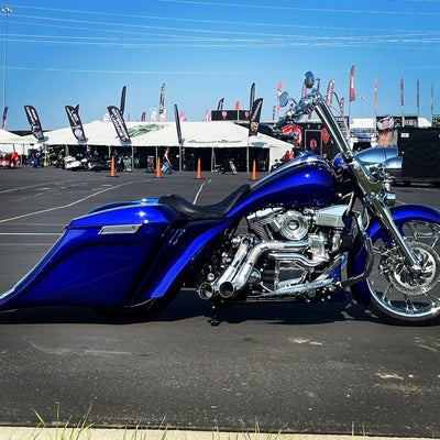 HD Bagger and fender kit Al Capone 7" down and 14" out angle, custom baggers, extended & stretched saddle bags, exclusive for Harley Davidson