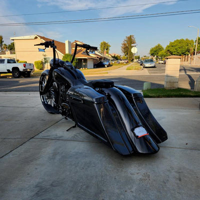 HD Bagger and fender kit 6" down and 9" out, custom baggers, extended & stretched saddle bags, exclusive for Harley Davidson Touring