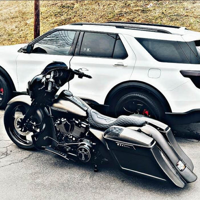 HD Bagger and fender kit 6" down and 9" out, custom baggers, extended & stretched saddle bags, exclusive for Harley Davidson Touring