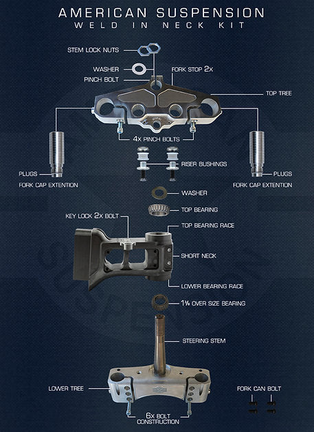 Weld In Slip Fit Rake Kit - 1990-2022